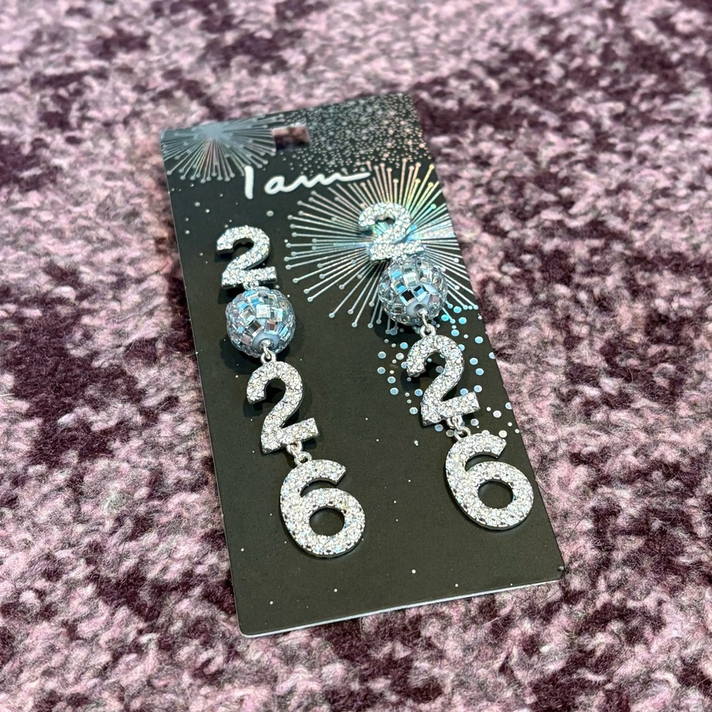 NEW * I Am CVS Silver Dangle Earrings Sparkle 2026 Bling Graduation Wedding Fun